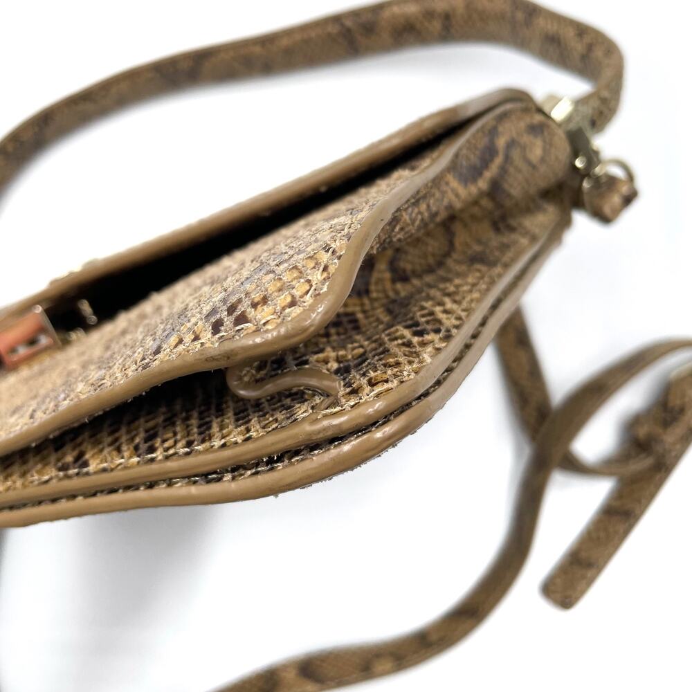 Loeffler Randall Katalina Snake Print Bag‎ Brown Shoulder Crossbody Strap - Picture 13 of 16